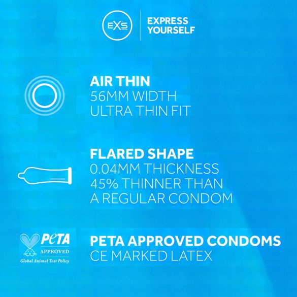 EXS Air Thin - preservativo ultra fino em látex - caixa com 144 unidades