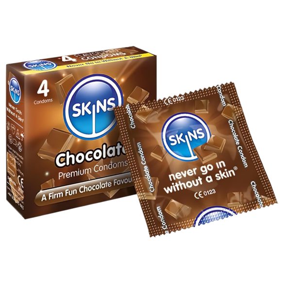 Skins - preservativo com sabor chocolate - caixa com 4 unidades