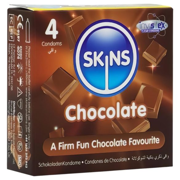 Skins - preservativo com sabor chocolate - caixa com 4 unidades