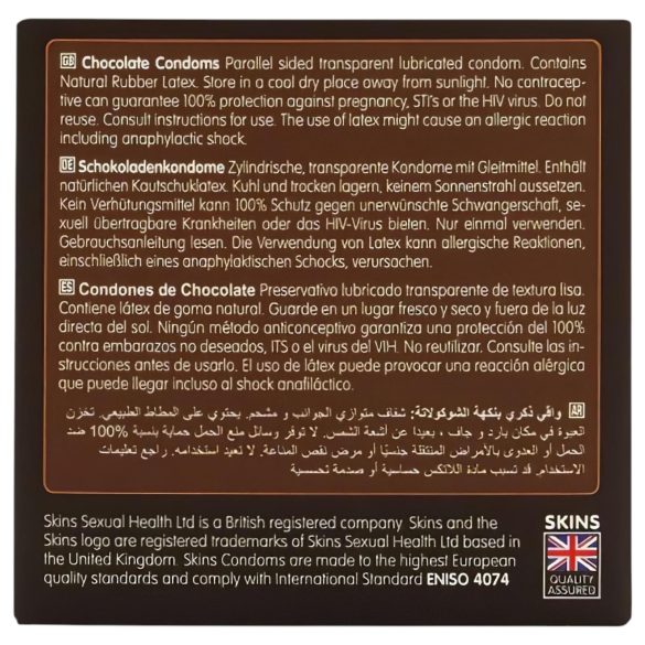 Skins - preservativo com sabor chocolate - caixa com 4 unidades