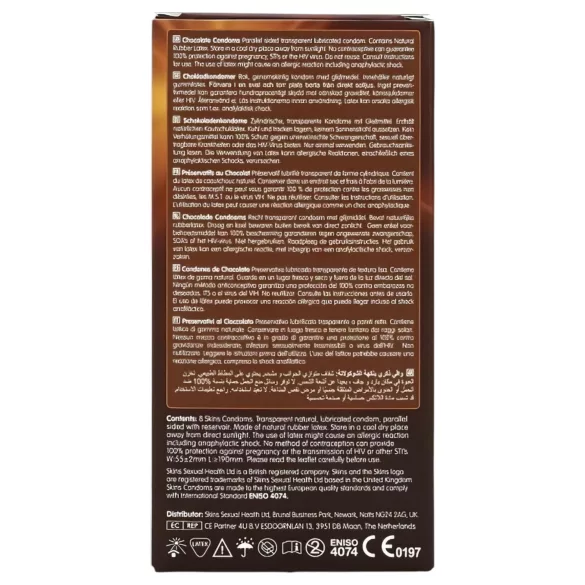 Skins - preservativo sabor chocolate - 8 unidades