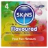 Skins - preservativos com sabor - menta, pastilha elástica, banana, morango (4 unid.)