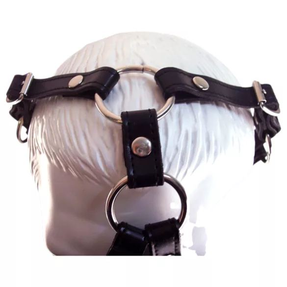 Rouge - máscara com mordaça bola - couro verdadeiro - preto