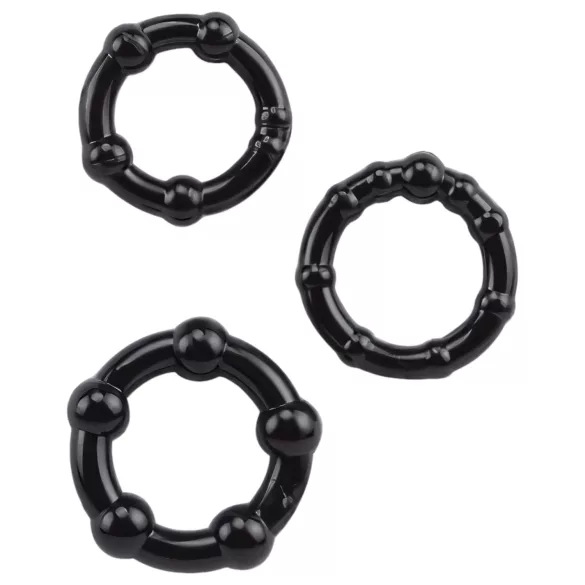 Lonely Stay Hard - anel peniano kit - 3 peças - silicone preto