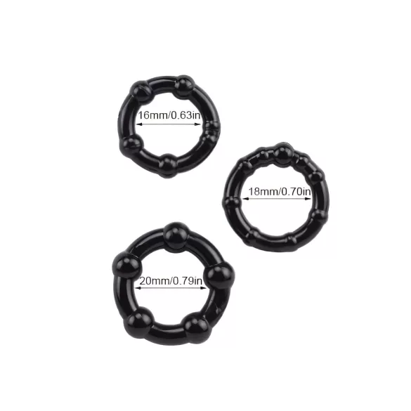 Lonely Stay Hard - anel peniano kit - 3 peças - silicone preto