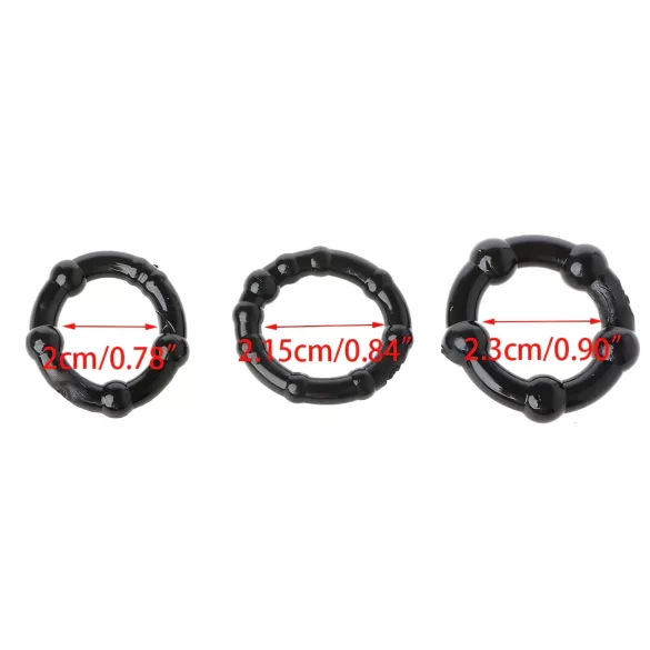 Lonely Stay Hard - anel peniano kit - 3 peças - silicone preto