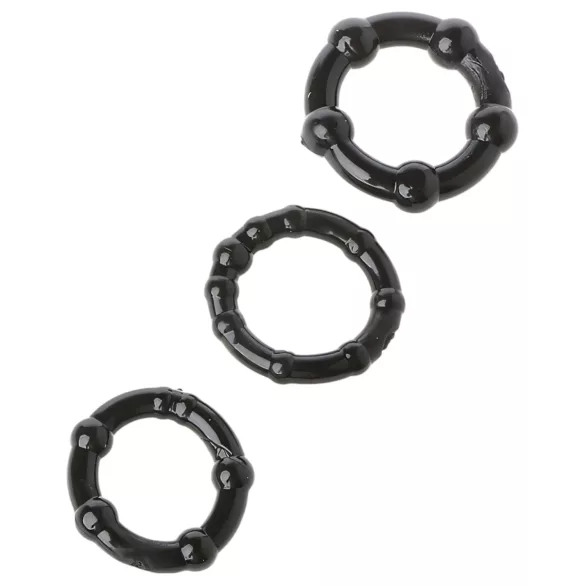 Lonely Stay Hard - anel peniano kit - 3 peças - silicone preto
