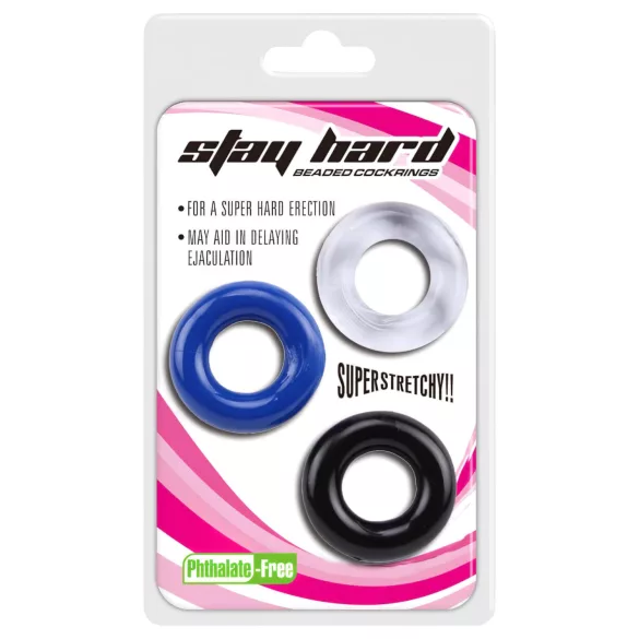 Lonely Stay Hard - anel peniano - kit com 3 peças - colorido
