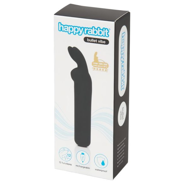 Happyrabbit - vibrador bullet recarregável com orelhas de coelho - preto