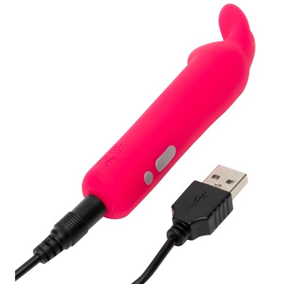 Happyrabbit - mini vibrador bullet recarregável com orelhas de coelho - rosa