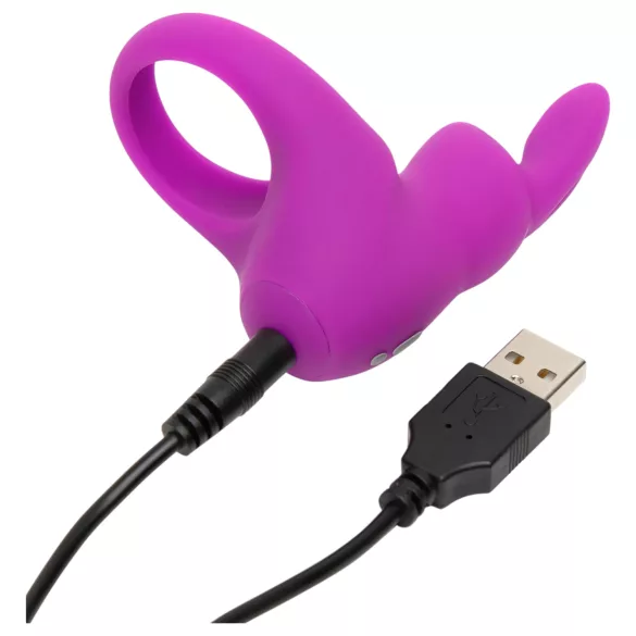 Happyrabbit - anel peniano vibratório recarregável - silicone roxo