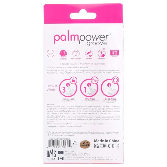 PalmPower - vibrador massageador recarregável - silicone rosa