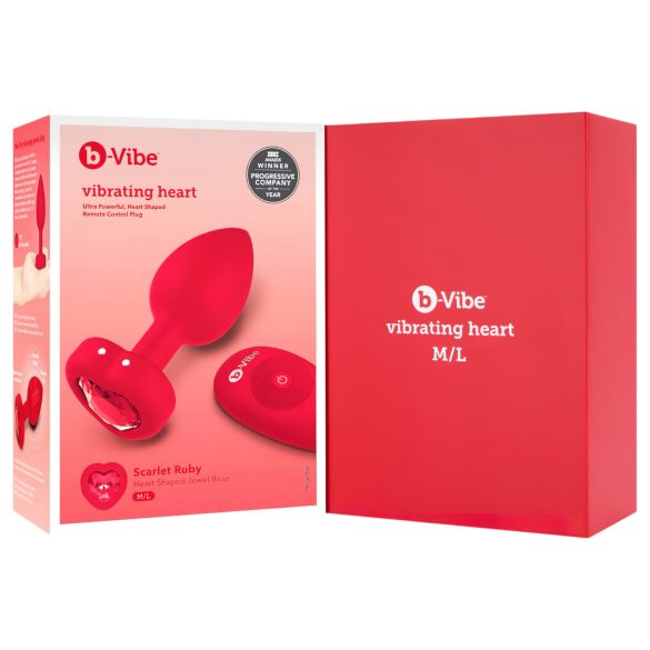 b-vibe heart - vibrador anal recarregável com controle (vermelho)