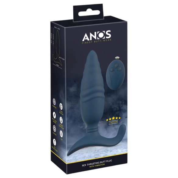 ANOS - vibrador anal com controle remoto - função empurrar - silicone azul