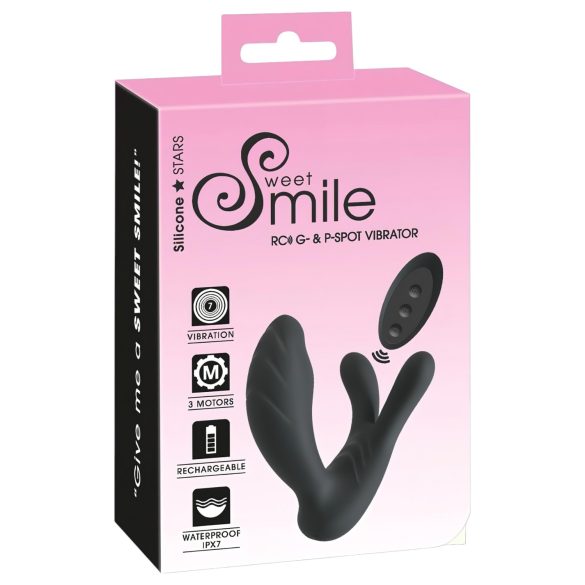 Smile - vibrador ponto G e próstata - controle remoto - silicone preto