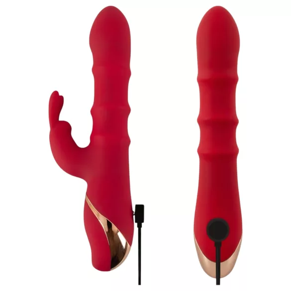 You2Toys - vibrador rabbit com anel rotativo - silicone vermelho