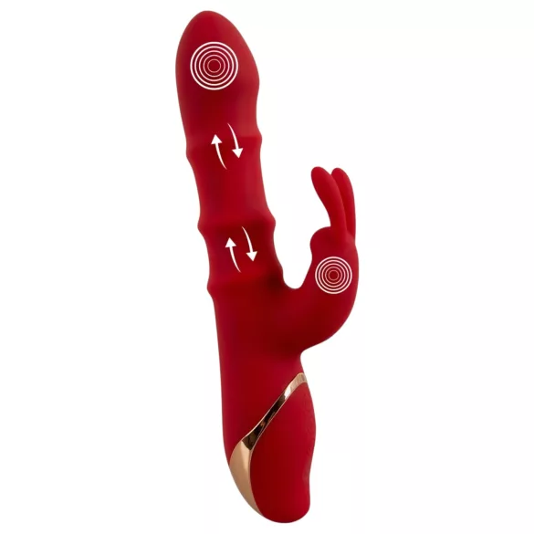 You2Toys - vibrador rabbit com anel rotativo - silicone vermelho