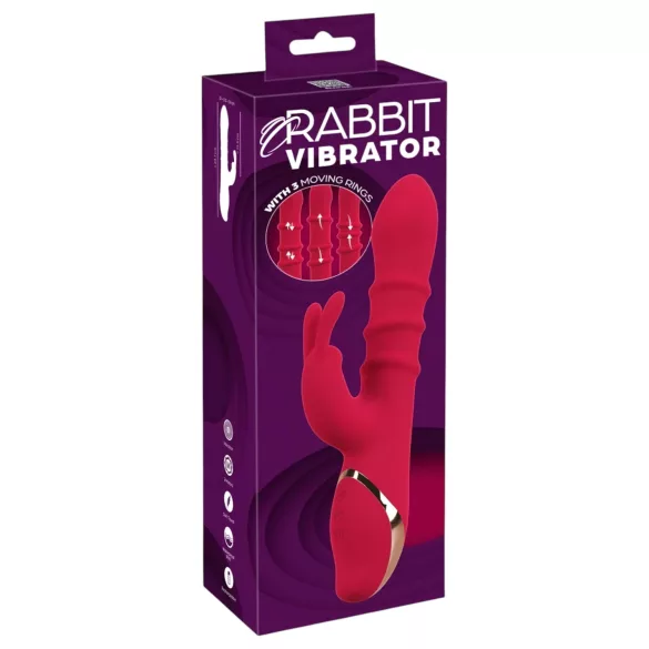 You2Toys - vibrador rabbit com anel rotativo - silicone vermelho