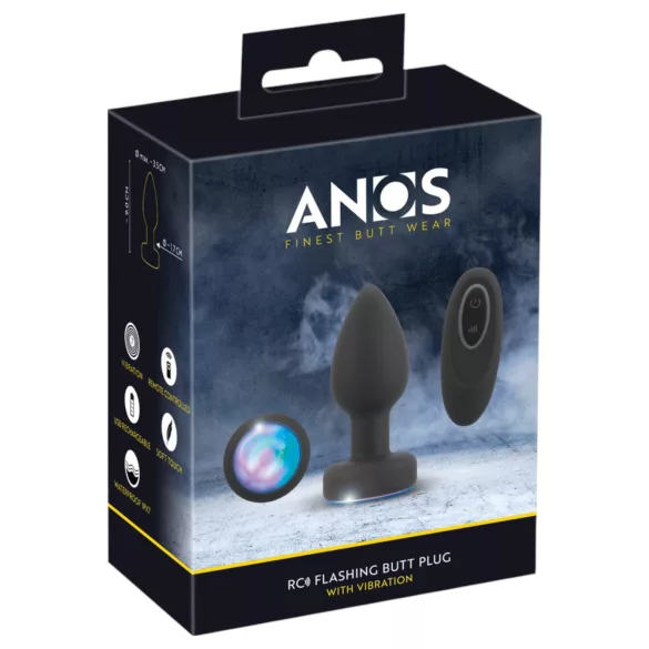 ANOS - plug anal com vibração e luz (preto)