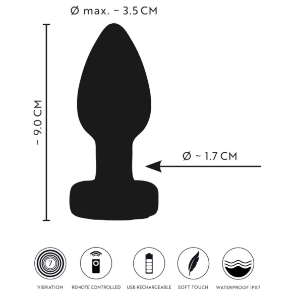 ANOS - plug anal com vibração e luz (preto)