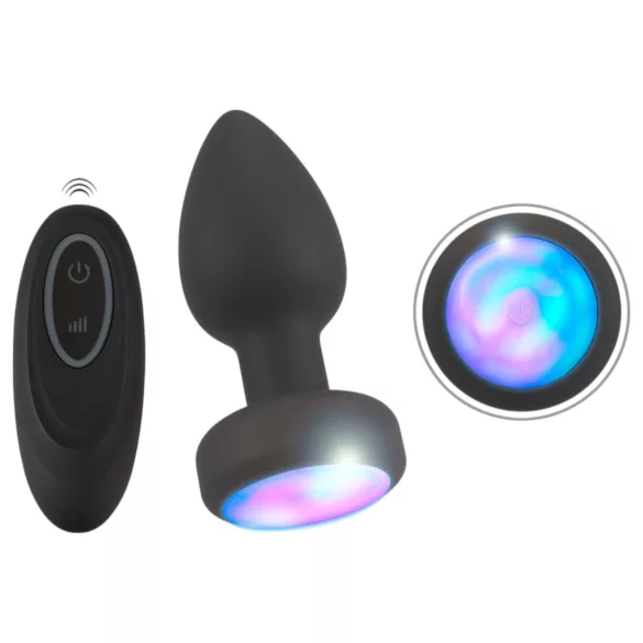 ANOS - plug anal com vibração e luz (preto)