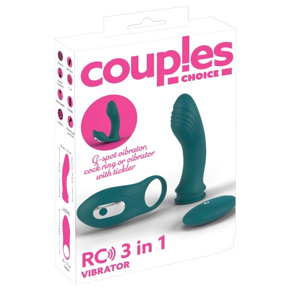 Couples Choice - vibrador 3 em 1 para casal - silicone turquesa