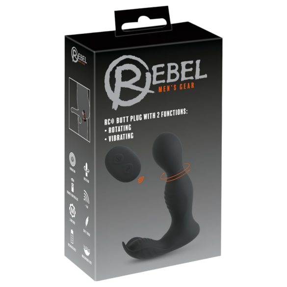 Rebel - vibrador próstata 2 em 1 com controle remoto - silicone preto