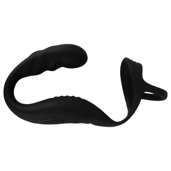 Rebel - vibrador próstata com anel peniano e escrotal - silicone preto