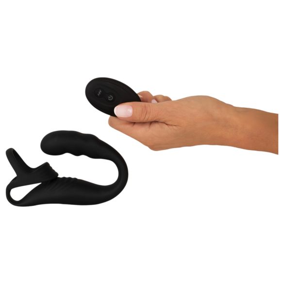 Rebel - vibrador próstata com anel peniano e escrotal - silicone preto