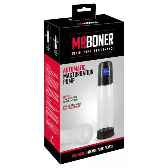 Mister Boner - bomba peniana automática a bateria (preto‑transparente)