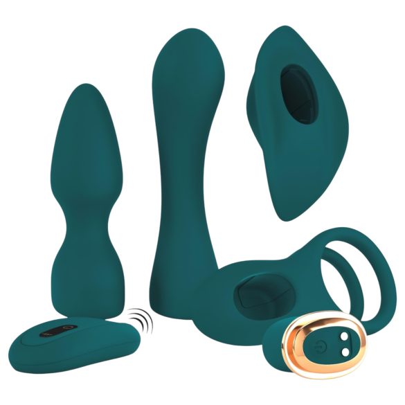 Couples Choice - vibrador casal 4 em 1 com controle remoto - silicone turquesa