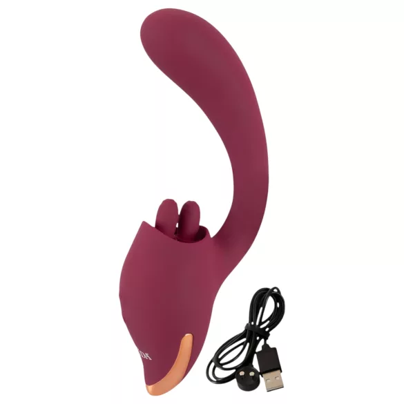 Javida - vibrador com língua 2 em 1 - silicone vermelho
