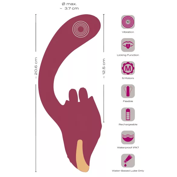 Javida - vibrador com língua 2 em 1 - silicone vermelho