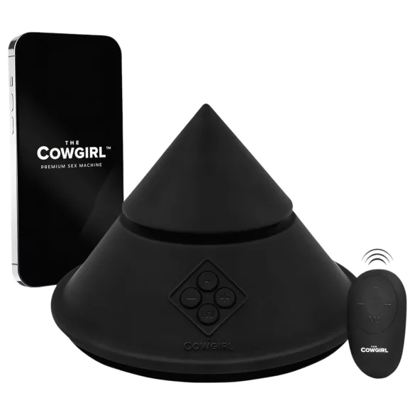 The Cowgirl Cone - máquina de sexo premium controlada por app, com 2 acessórios intercambiáveis, 20 modos de vibração (preto)