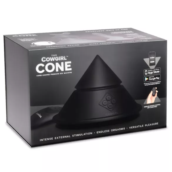 The Cowgirl Cone - máquina de sexo premium controlada por app, com 2 acessórios intercambiáveis, 20 modos de vibração (preto)