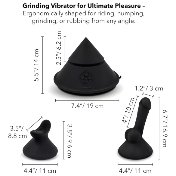 The Cowgirl Cone - máquina de sexo premium controlada por app, com 2 acessórios intercambiáveis, 20 modos de vibração (preto)