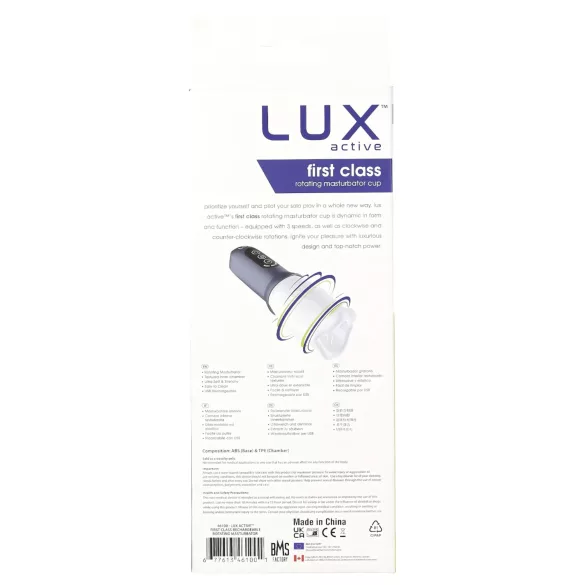 LUX Active First Class - masturbador masculino rotativo - branco/cinza