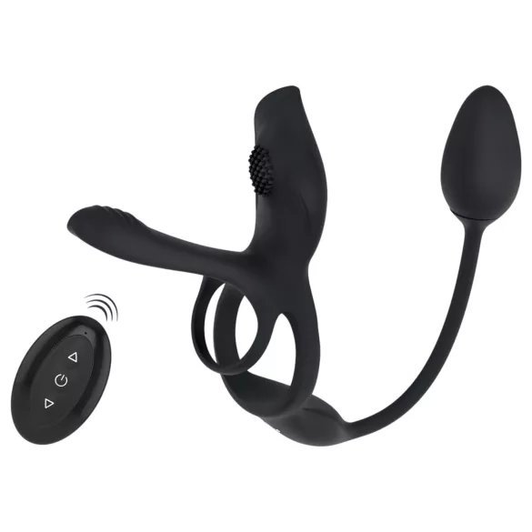 Couples Choice - anel peniano vibratório multifunção - silicone preto