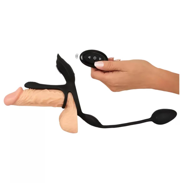 Couples Choice - anel peniano vibratório multifunção - silicone preto