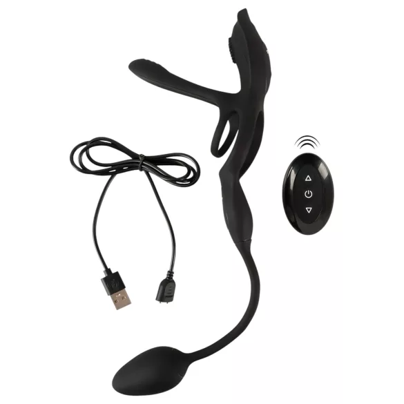Couples Choice - anel peniano vibratório multifunção - silicone preto