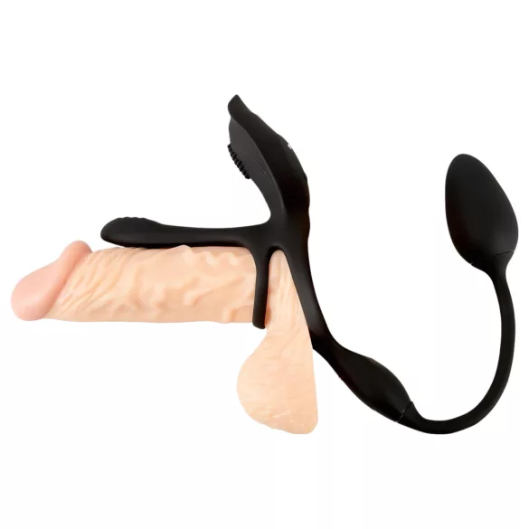 Couples Choice - anel peniano vibratório multifunção - silicone preto