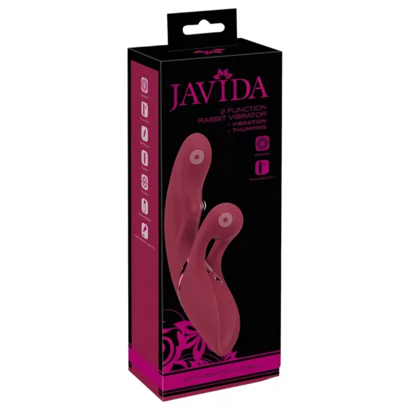 Javida - vibrador rabbit com estimulador de clitóris recarregável - vermelho