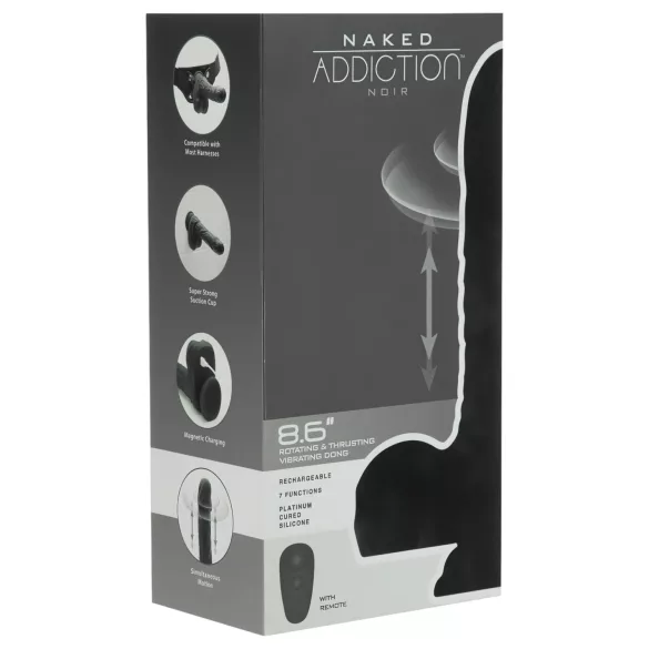 Naked Addiction - vibrador realístico rotativo e pulsante - silicone preto
