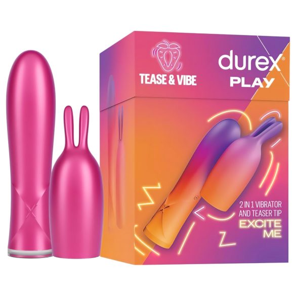 Durex Tease & Vibe - vibrador com estimulador clitoriano coelho - rosa