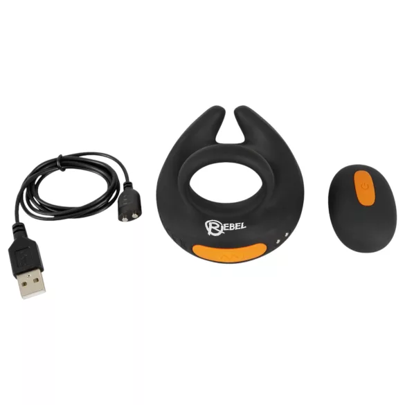 Rebel - anel peniano vibratório e vibrador para escroto - silicone preto