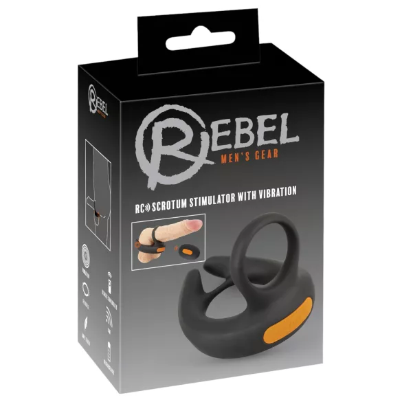 Rebel - anel peniano vibratório e vibrador para escroto - silicone preto