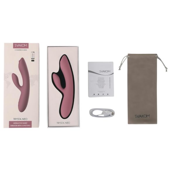 Svakom Trysta Neo - vibrador rabbit com bolas rotativas - silicone rosa