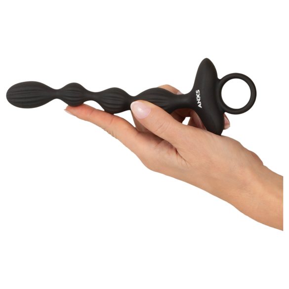 Anos - Vibrador anal com 2 motores e bolas móveis (preto)