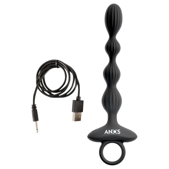 Anos - Vibrador anal com 2 motores e bolas móveis (preto)
