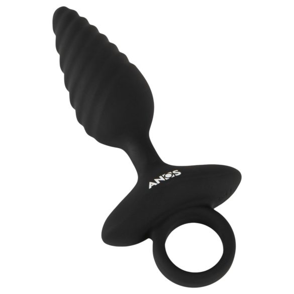 ANOS - plug anal vibratório texturizado - silicone preto